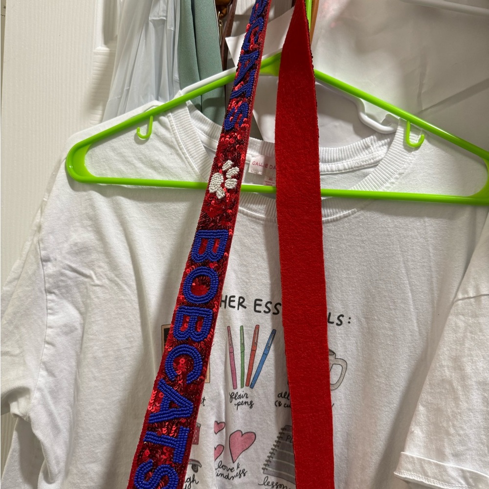 Red Bobcats Purse Strap with sequins